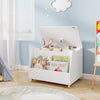 Wooden Mobile Toy Storage Organizer with Bookshelf and Lockable Wheels-White - Gallery View 1 of 10