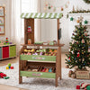Wooden grocery store with chalkboard and accessories, featuring 6 compartments and realistic play food for kids 3+.