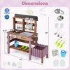 Wooden Mud Kitchen Set with running water faucet, purple accents, includes pots and tools for immersive play and.