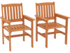 Wooden Patio Chairs Set of 2 with Inclined Backrests 