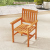 Wooden patio chair with inclined backrest, made of solid wood for ergonomic comfort, ideal for outdoor relaxation.