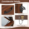Close-up of the wooden patio cooler's bottle opener, handles, and drainage cap for easy access and maintenance.
