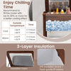 Wooden patio cooler with 3-layer insulation, 54 qt capacity, and bottle opener, perfect for outdoor gatherings.