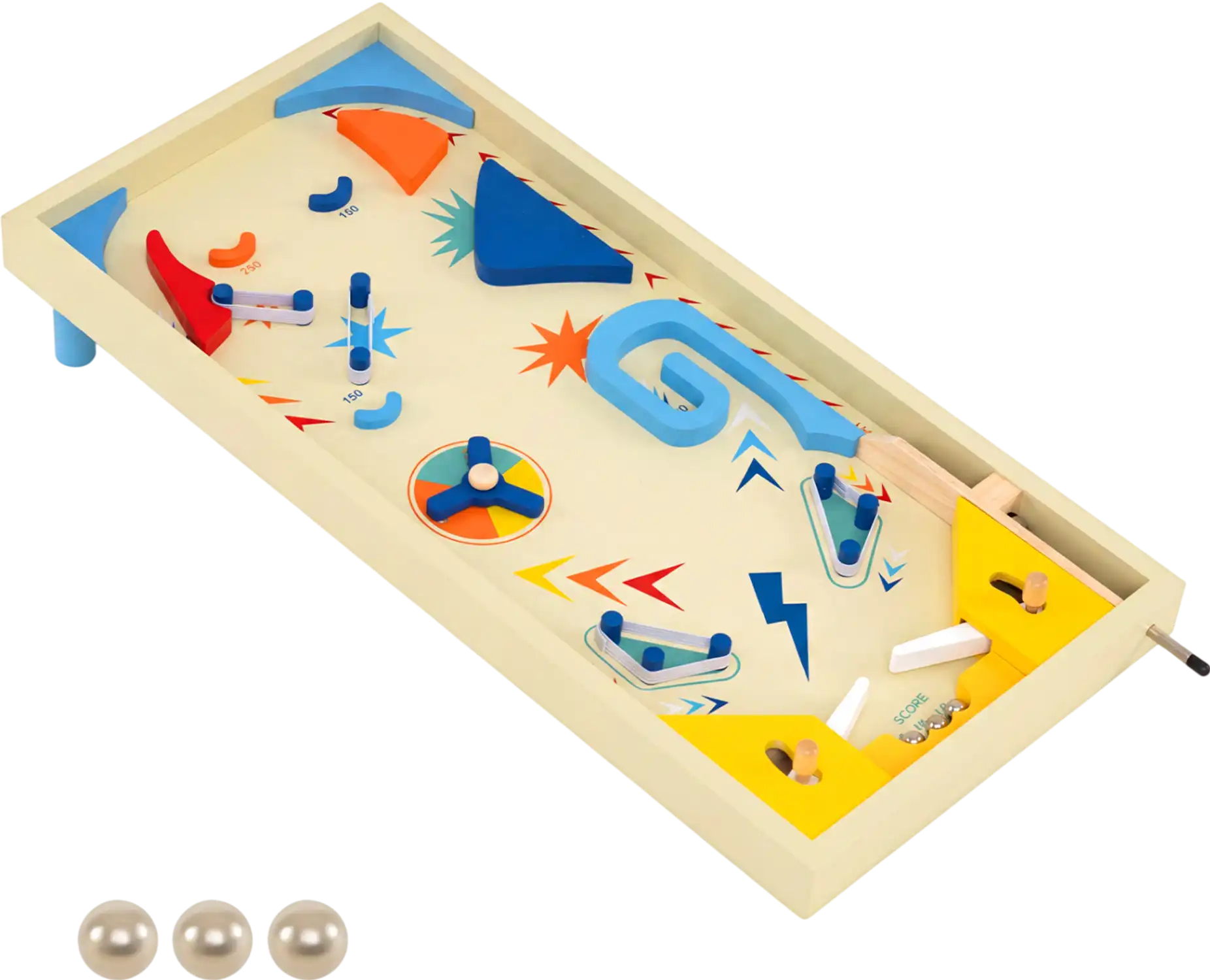 Costway Wooden Pinball Machine Kids Adults 3 Balls 52125003 New