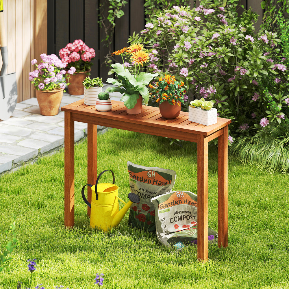 Wooden Plant Stand Outdoor Indoor Solid Wood Flower Pot Holder Display Shelf-M - Gallery View 1 of 8