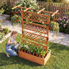 Wooden planter box with lattice trellis, ideal for climbing plants, featuring a flat roof and natural fir construction.