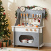 Wooden Play Kitchen for Kids Pretend Play Toy Kitchen Set with Clock Gift for Boys and Girls 3 +-Gray - Gallery View 1 of 10