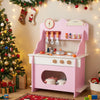 Wooden Play Kitchen for Kids Pretend Play Toy Kitchen Set with Clock Gift for Boys and Girls 3 +Pink - Gallery View 1 of 10