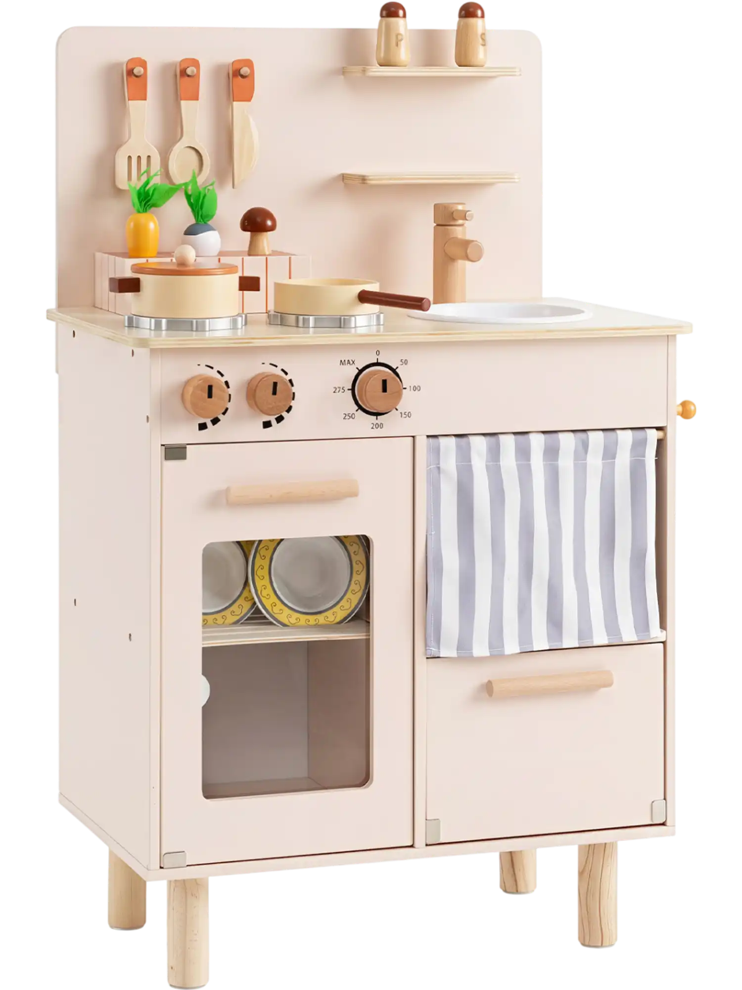 Costway Wooden Kids Play Kitchen Toddler Playset Stove Faucet Sink 75348391 New