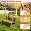 Wooden pretend play kitchen with bench, featuring premium fir wood, safe rounded edges, and versatile cooking.