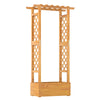 Wooden raised garden bed with lattice trellis and flat roof, made from natural pine wood, ideal for patios and.
