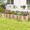 Wooden raised garden bed made of natural acacia wood, featuring vibrant flowers, suitable for outdoor patios and.
