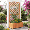 Wooden raised garden bed with trellis made of acacia wood, ideal for growing flowers and climbing plants in outdoor.