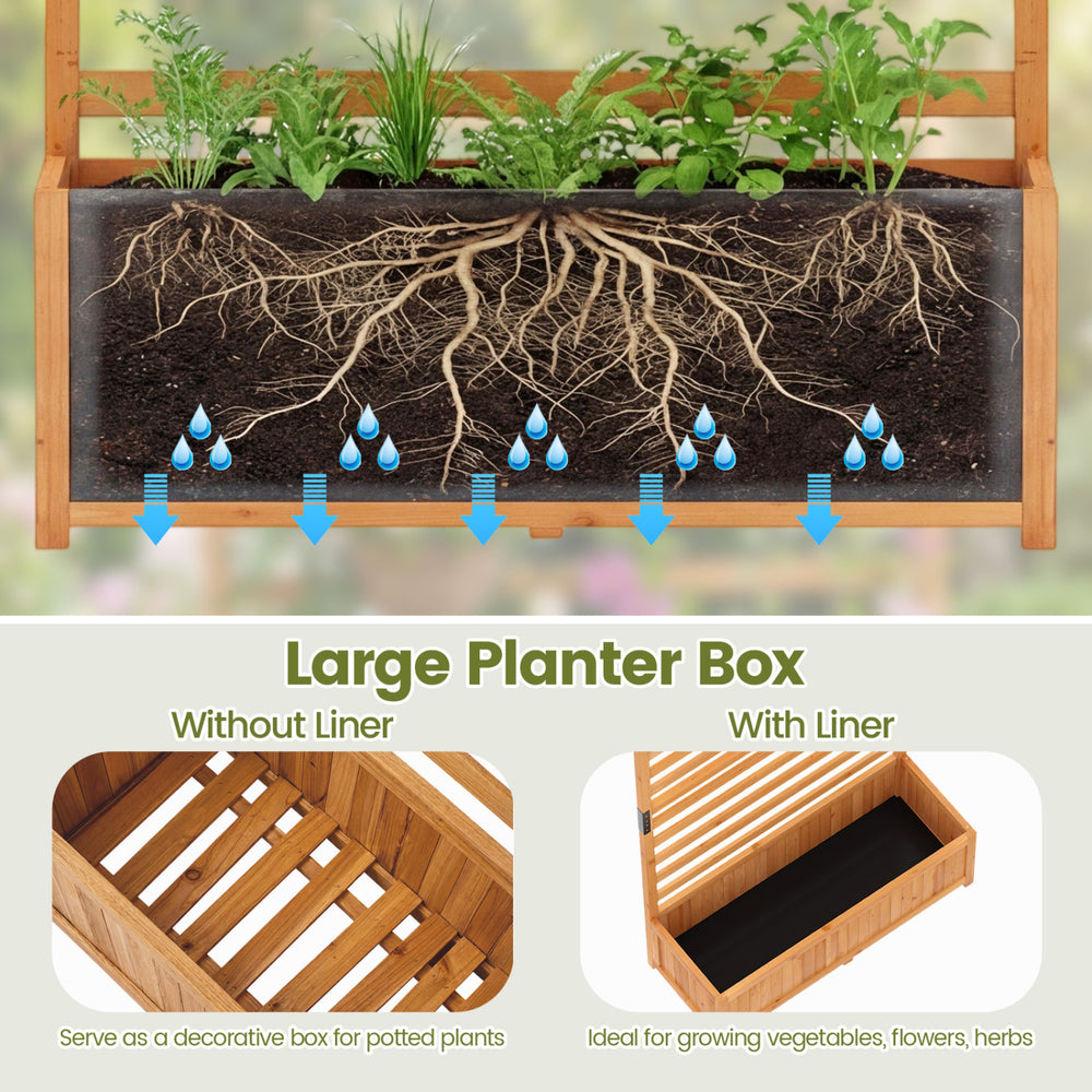 Wooden Raised Garden Bed 59 Inch Tall Elevated Planter Box with Vertical Trellis - Gallery View 6 of 9