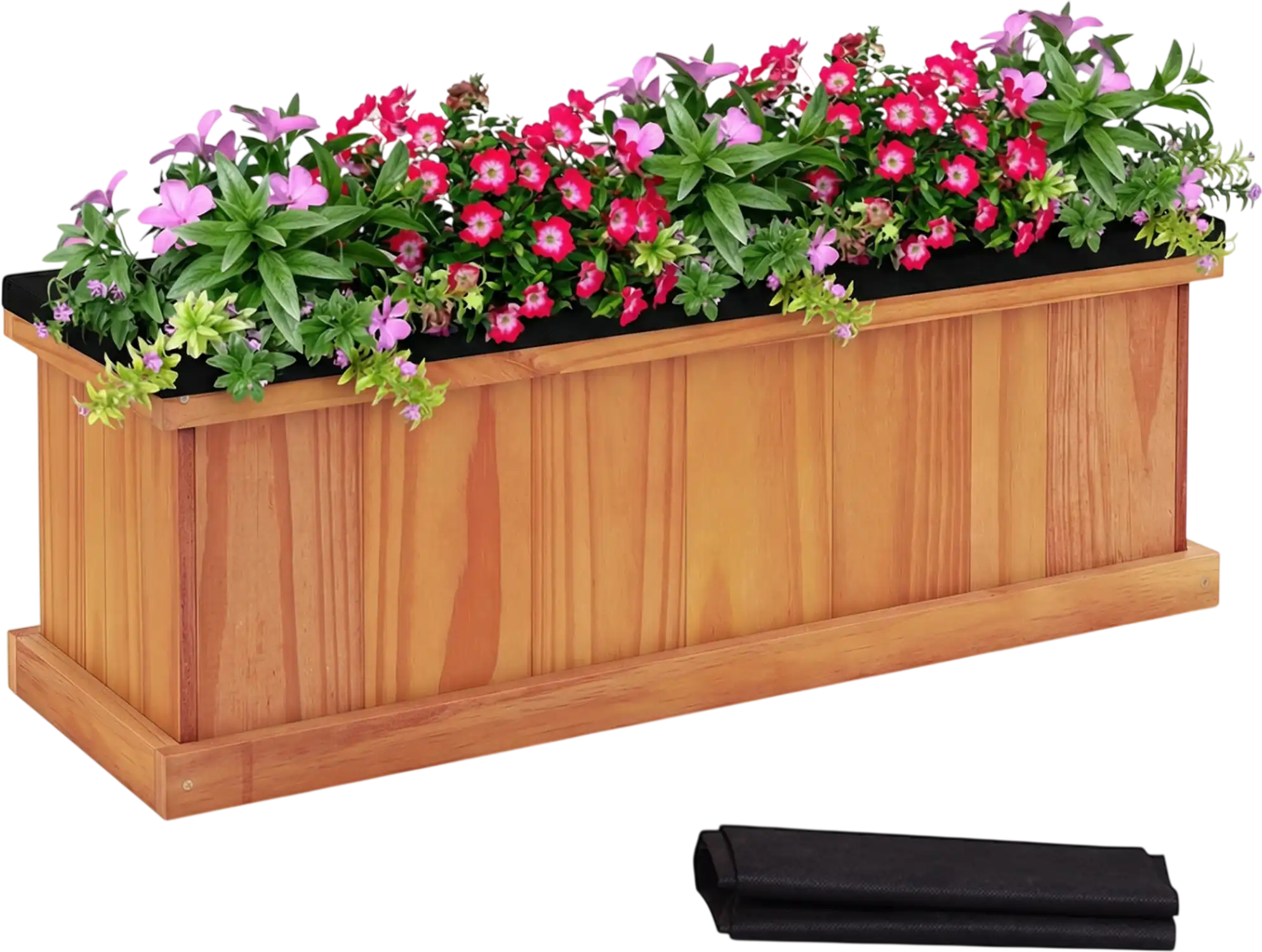 Costway Wooden Raised Garden Bed Planter Box Solid Fir w/ Drainage Holes & Liner 32066924 New