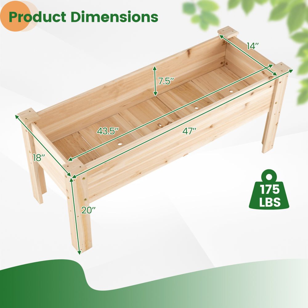 Wooden Raised Garden Bed with Legs Elevated Planter Box with Drainage Holes - Gallery View 5 of 12