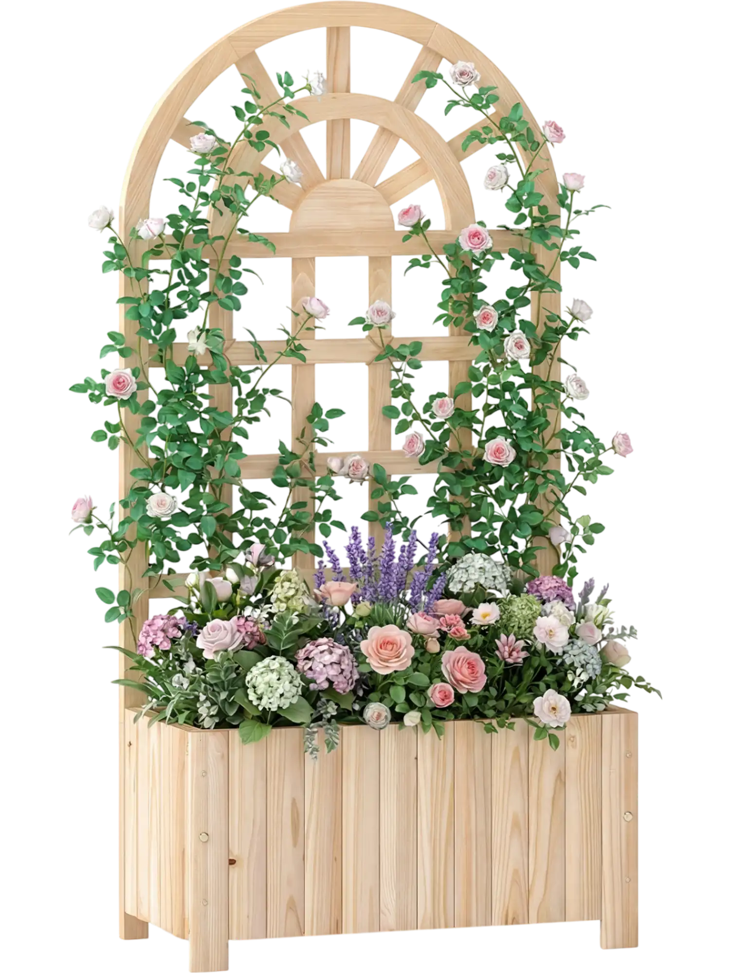 Costway Wooden Raised Garden Bed with Trellis 48