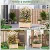 Wooden raised garden bed with trellis features a rounded roof, ideal for climbing plants in outdoor spaces.