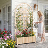 Wooden raised garden bed with trellis, featuring solid fir wood and a stylish rounded roof for outdoor planting.