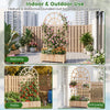 Wooden raised garden bed with trellis, featuring a rounded roof and natural finish, ideal for outdoor planting and.
