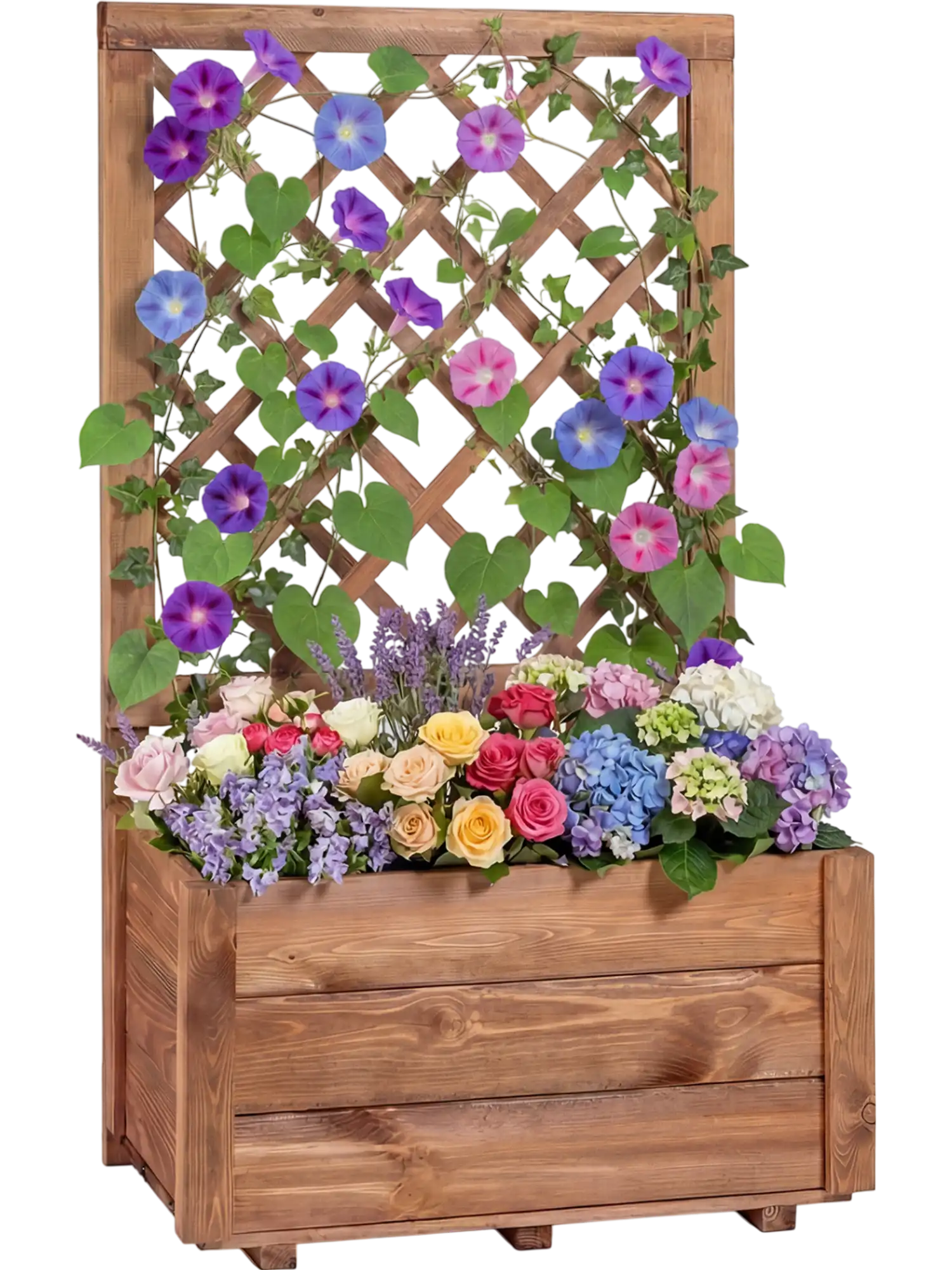 Costway Wooden Raised Garden Bed Lattice Trellis Drainage Holes 23144640 New