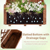Wooden raised garden bed with lattice trellis and drainage holes, ideal for nurturing plants in patios or gardens.