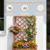 Wooden raised garden bed with lattice trellis, ideal for climbing plants and hanging pots, perfect for patios and.