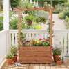 Wooden Raised Garden Bed Elevated Planter Box with Hanging Roof-Orange - Gallery View 1 of 11