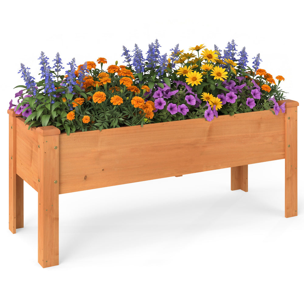 Wooden Raised Garden Bed with Legs Elevated Planter Box with Drainage Holes-Orange - Gallery View 1 of 1
