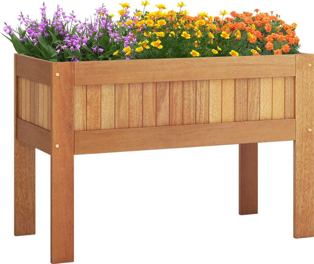 Wooden Raised Garden Bed Solid Wood Elevated Planter Box with Legs