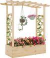 Wooden Raised Garden Bed Planter Box with Trellis and Hanging Roof
