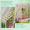 Wooden raised garden bed planter box showcasing side trellis for climbing plants, perfect for outdoor floral displays.