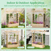 Wooden raised garden bed planter box with trellis and hanging roof, ideal for vibrant plants in garden or patio.