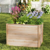 Wooden raised garden bed planter box made of fir wood, featuring vibrant flowers and ideal for deep-rooted plants.