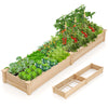Wooden raised garden bed with two planter boxes and dividers, made of natural fir wood, ideal for growing vegetables.