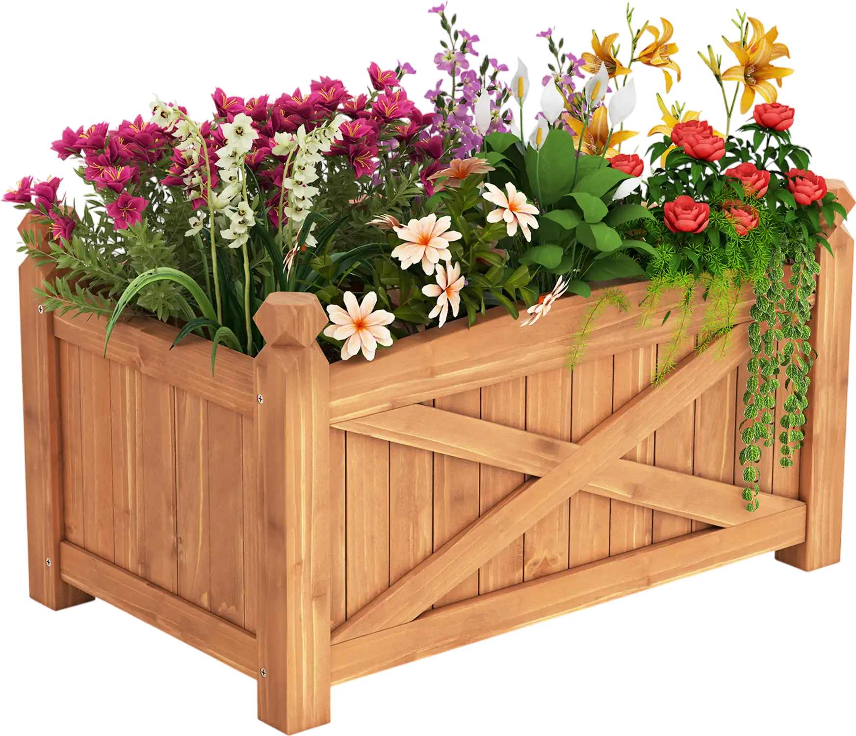 Costway Wooden Raised Garden Bed Patio Garden Drainage Holes 273948165 New