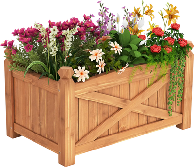 Costway Wooden Raised Garden Bed Patio Garden Drainage Holes 273948165 New