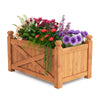 Wooden raised garden bed made of solid fir wood with drainage holes, featuring retro colors and X-shaped patterns for.