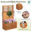 Wooden raised garden bed with privacy screen, waterproof teak oil finish, perfect for outdoor gardens and patios.