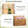 Wooden raised garden bed with privacy screen, crafted from solid wood, perfect for outdoor spaces and plant display.