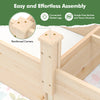 Close-up of the wooden raised garden bed's slotted legs and reinforced corners for easy assembly and stability.