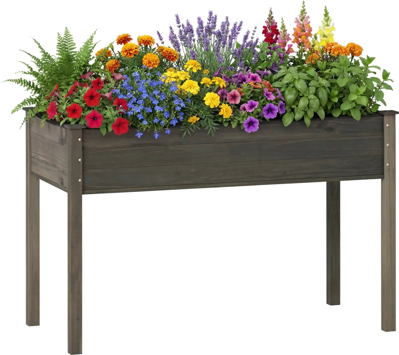 Costway Wooden Elevated Raised Garden Bed Vegetable Planter 50321697 New