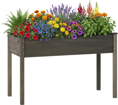 Costway Wooden Elevated Raised Garden Bed Vegetable Planter 50321697 New