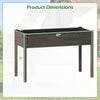 Wooden raised vegetable garden bed dimensions showing 47" length, 24" width, and 30" height for easy plant management.