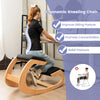 Wooden rocking chair with padded seat and knee support, designed to improve posture and relieve pressure for.