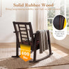 Wooden rocking chair with upholstered seat, solid rubber wood, and reinforced support for a weight capacity of 400 lbs.