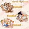 Wooden 3-in-1 Montessori kids climber featuring a rocking arch, climbing arch, and crawling tunnel with cushion.