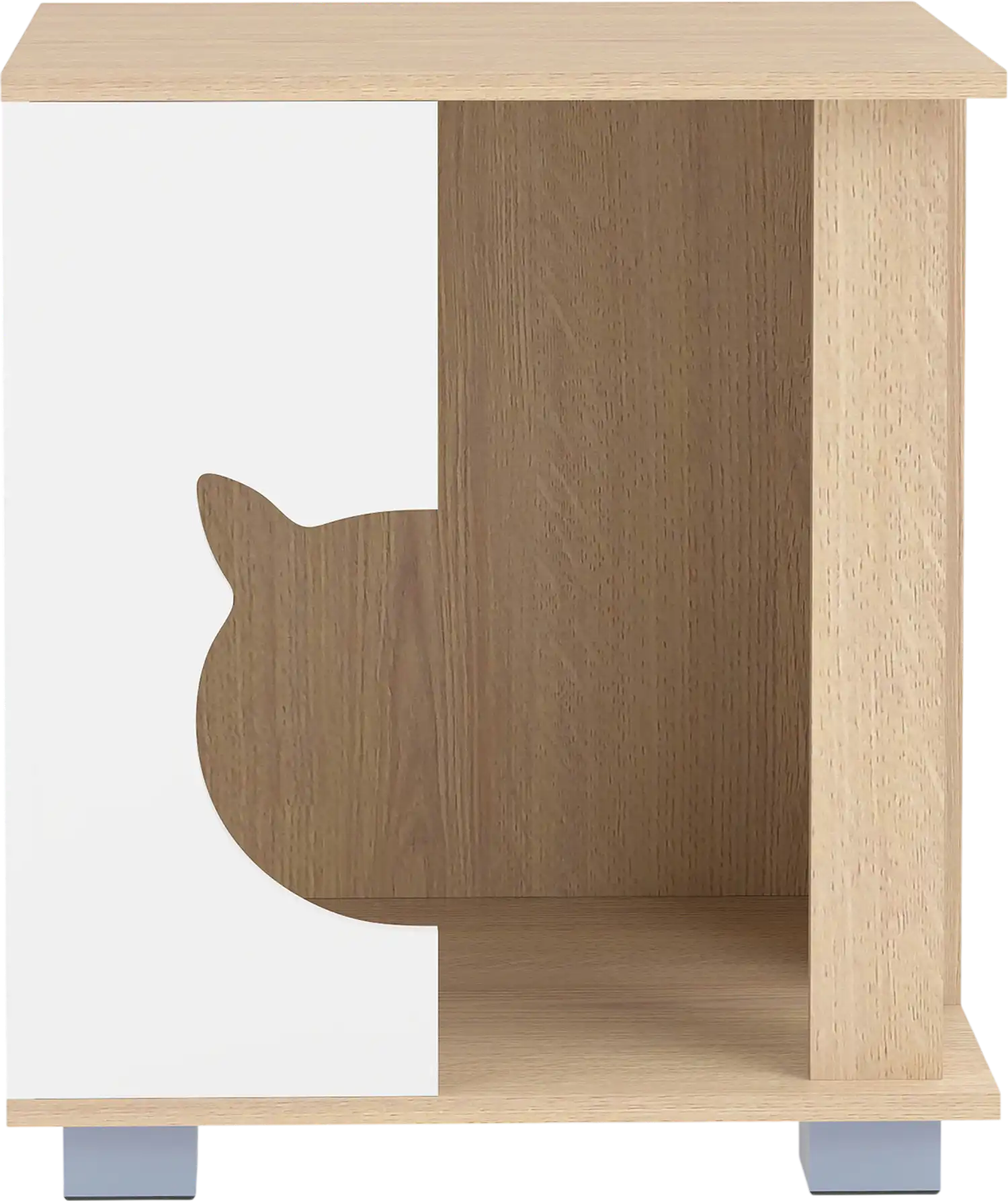 Costway Wooden Semi-Enclosed Cat Condo Side Table Kitty Head Entry Metal Legs 91815582 New