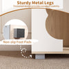 Sturdy metal legs with non-slip foot pads of the wooden semi-enclosed cat condo for stability and floor protection.
