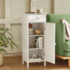 Wooden Storage Free-Standing Floor Cabinet with Drawer and Shelf-White - Gallery View 1 of 11